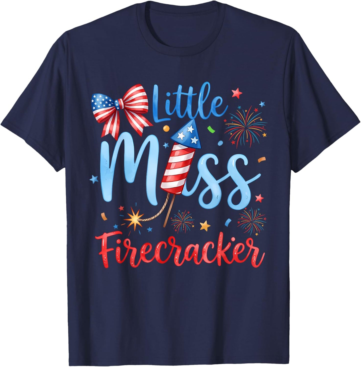 Miss Firecracker 4th July America Patriot Toddler Girl Kids T-Shirt - T-Shirt | Navy