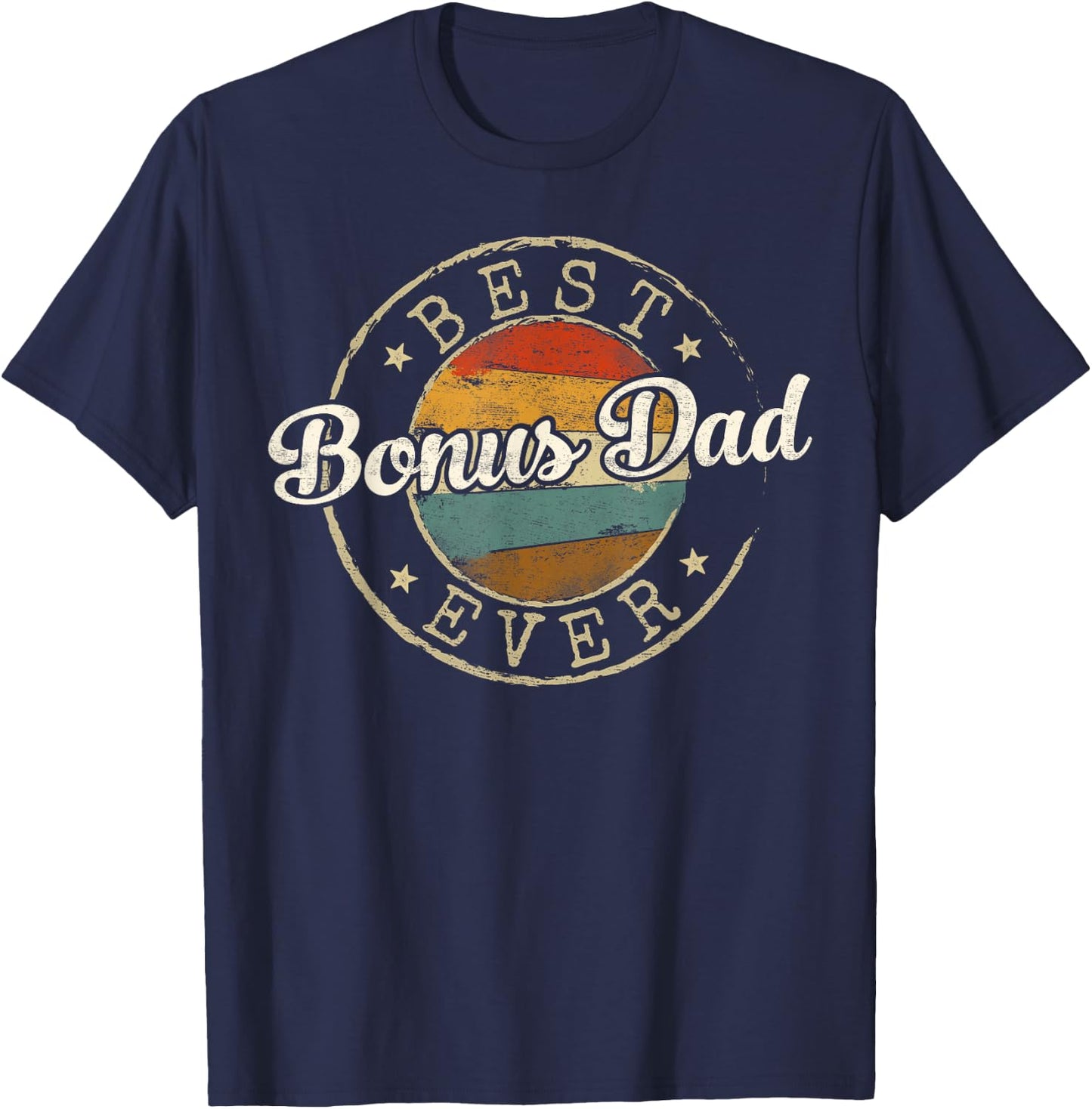 Best Bonus Dad Ever Vintage Stamp Fathers Day Dad to Be T-Shirt - T-Shirt | Navy