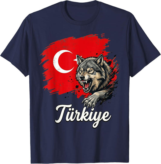 Fierce Wolf Türkiye Flagge Patriot Türkei T-Shirt - T-Shirt | Navy