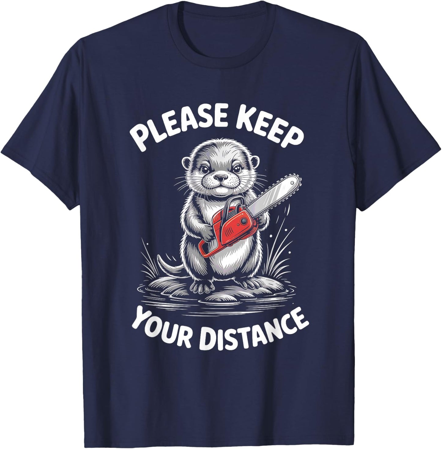 Otter Please Keep your distance Antisocial T-Shirt - T-Shirt | Navy