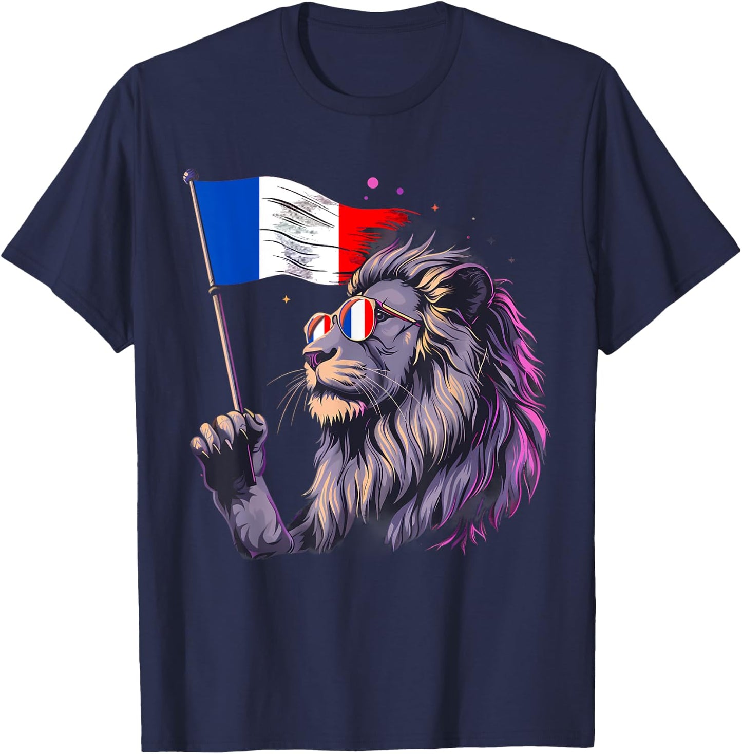 Drapeau Français Lion Racines Françaises Fierté Française France T-Shirt - T-Shirt | Navy