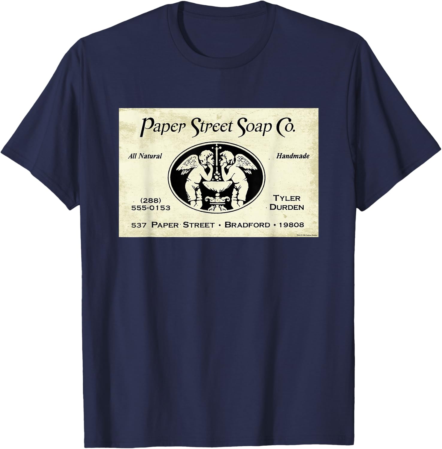 Fight Club Movie Official Paper Street Soap Co. Tyler Durden , black T-Shirt - T-Shirt | Navy