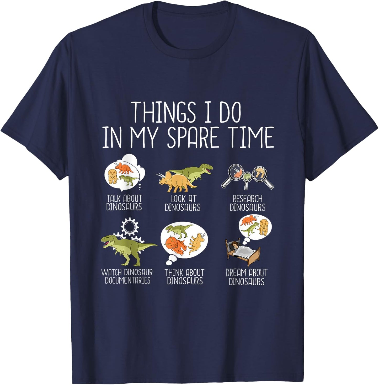 Dinosaur Lover Kids Triceratops T Rex Dinosaur T-Shirt - T-Shirt | Navy