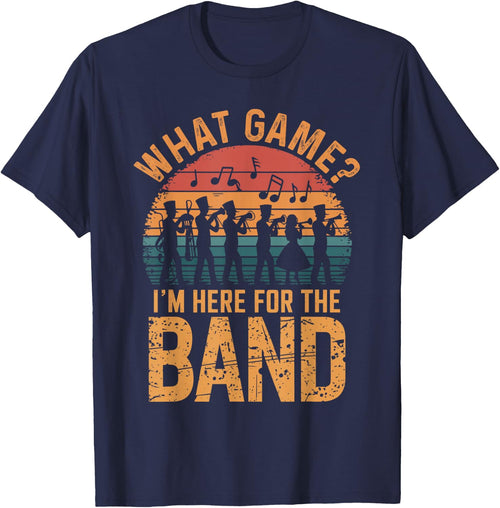 Marching Band Designs By ShirtZilla -Adults Black Cotton Blend Short Sleeve Classic Fit Small What Game? I'm Here For The Band Marching Band