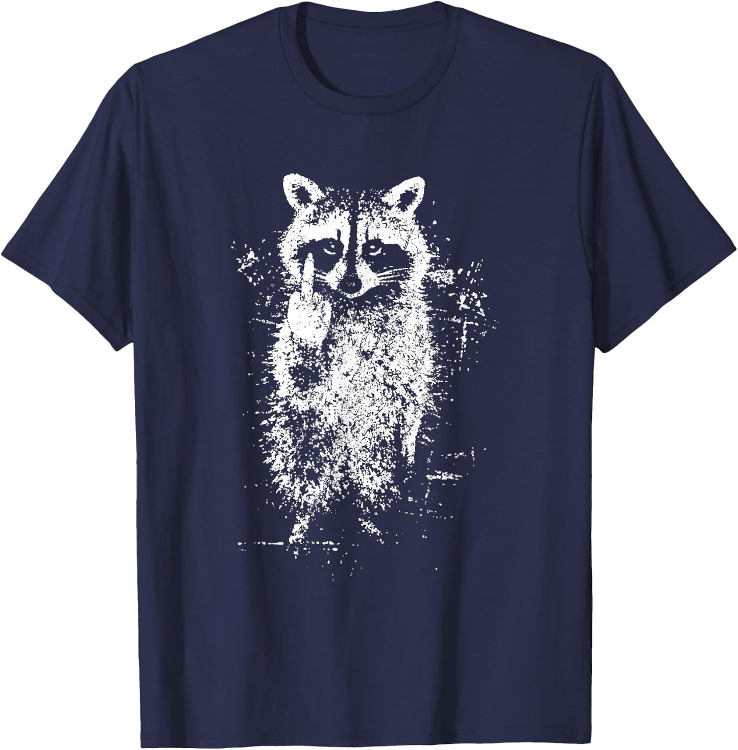 Funny Raccoon Middle Finger - Funny Sarcasm Raccoon T-Shirt - T-Shirt | Navy