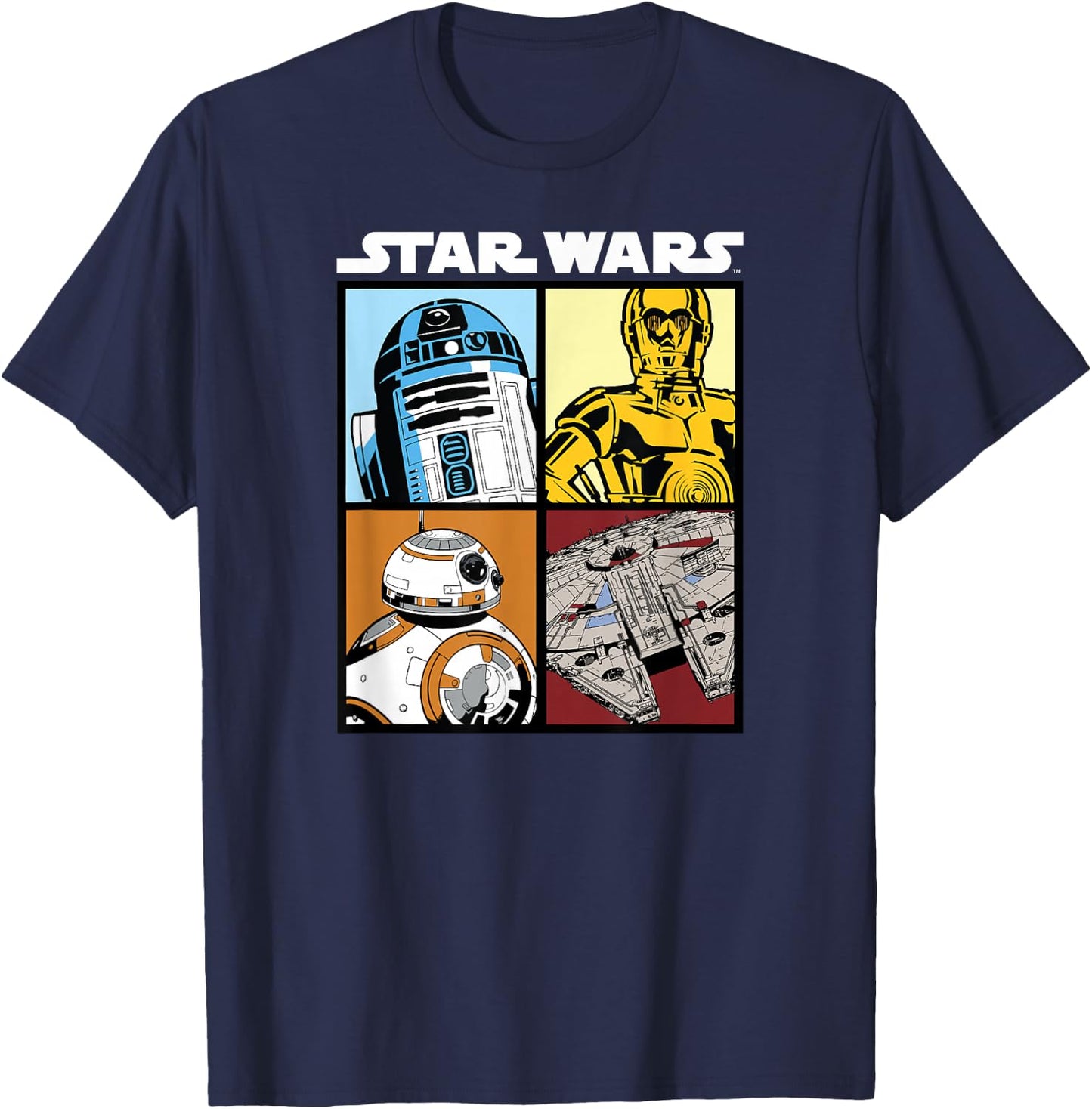 Star Wars Droids and Ships White , black T-Shirt - T-Shirt | Navy