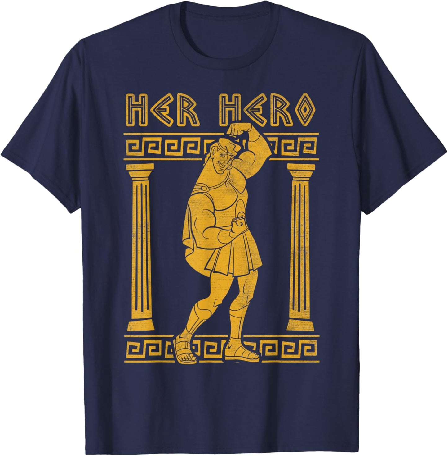 Disney Hercules Valentine's Day Hercules Her Hero Greek Pose T-Shirt - T-Shirt | Navy