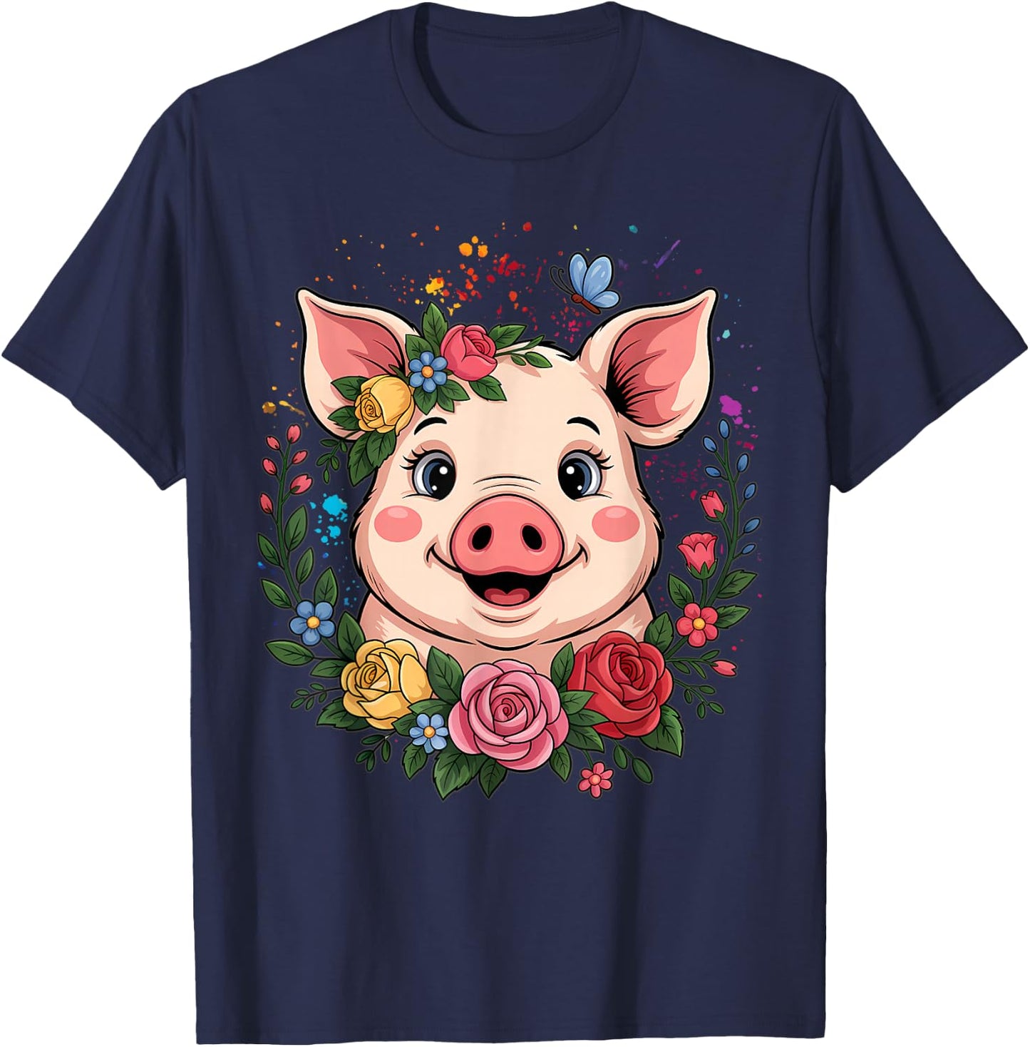 Cute Pig Lover Art Girls Unique Piggy Related T-Shirt - T-Shirt | Navy