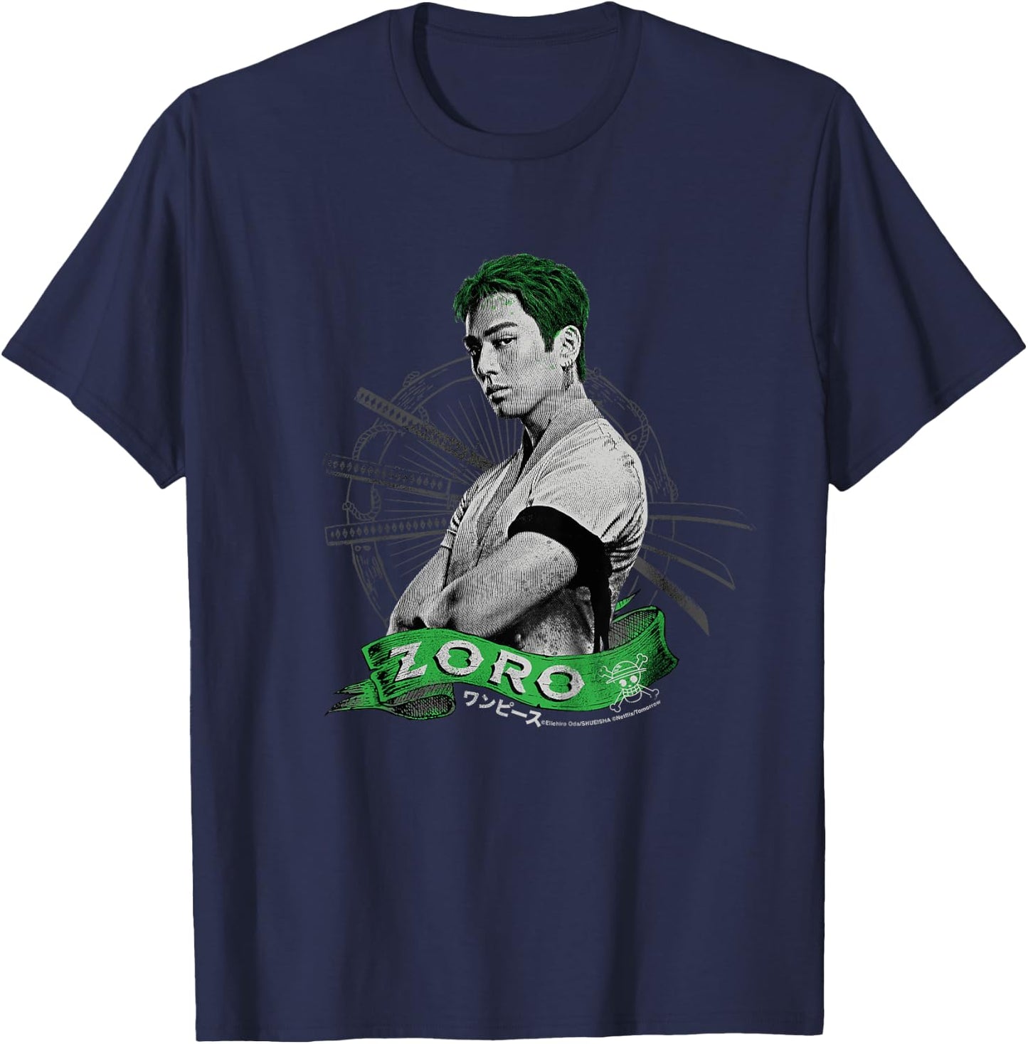 Kinder Roronoa Zoro Live Action Strohhut Piratenjäger Kinder T-Shirt - T-Shirt | Navy