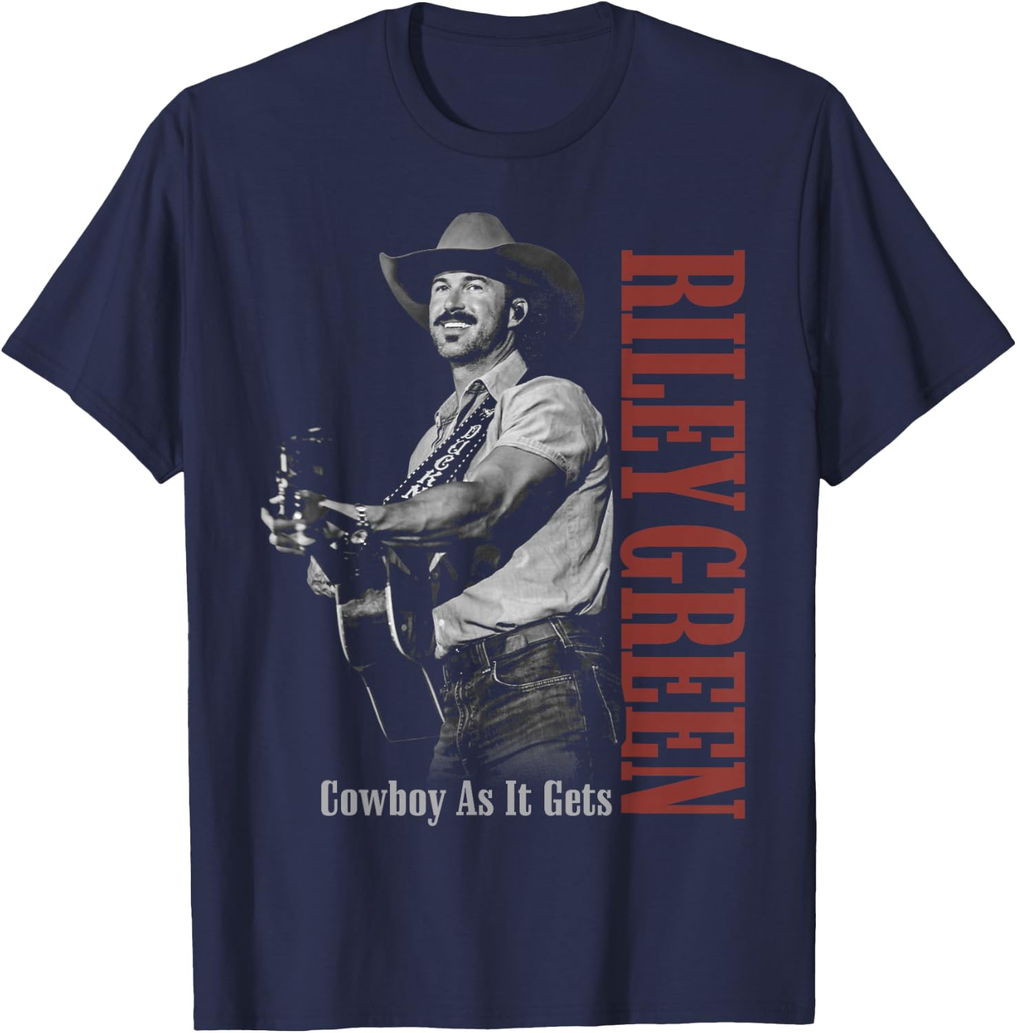 Riley Green Cowboy Guitar T-Shirt - T-Shirt | Navy