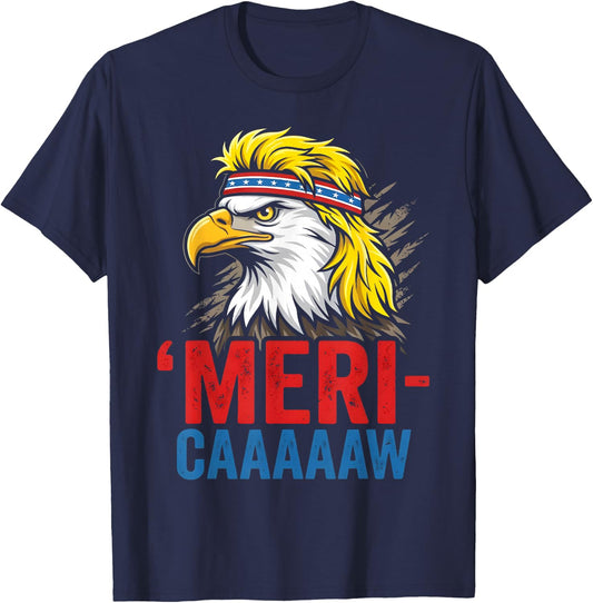 4th of July Eagle Meri-Caw Freedom Patriotic Men Women Kids T-Shirt - T-Shirt | Navy