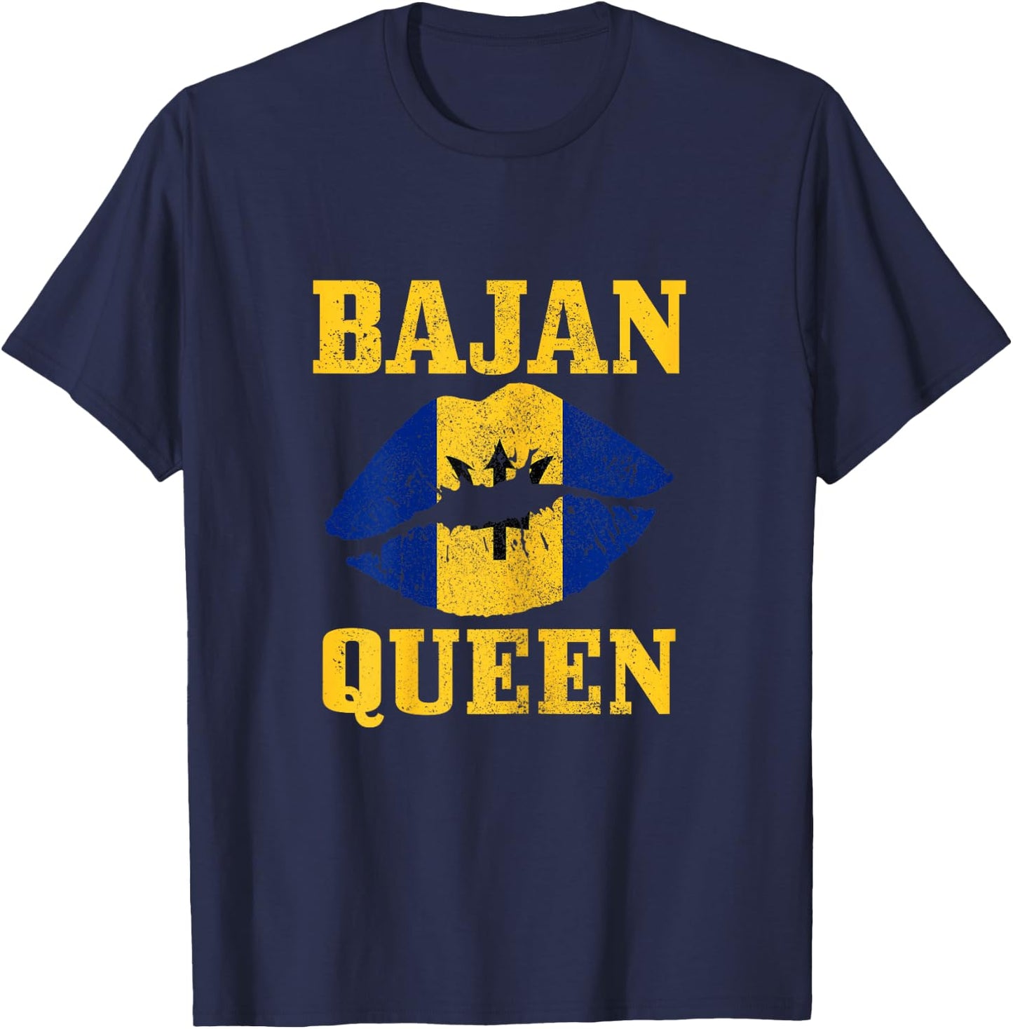 Bajan Queen Barbados Flag Pride Vintage Girl Women T-Shirt - T-Shirt | Navy