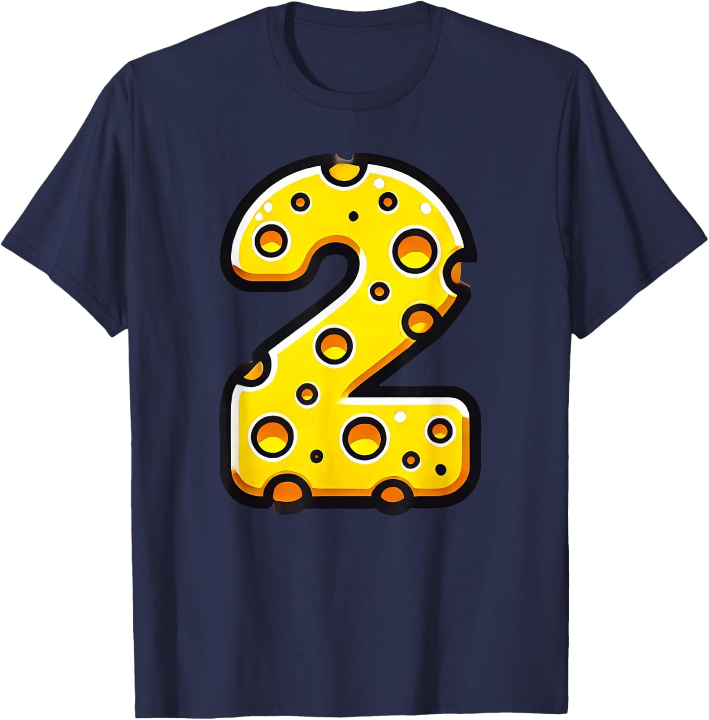 Cheese Happy 2nd Birthday Number Two Boys Girls Kids T-Shirt - T-Shirt | Navy