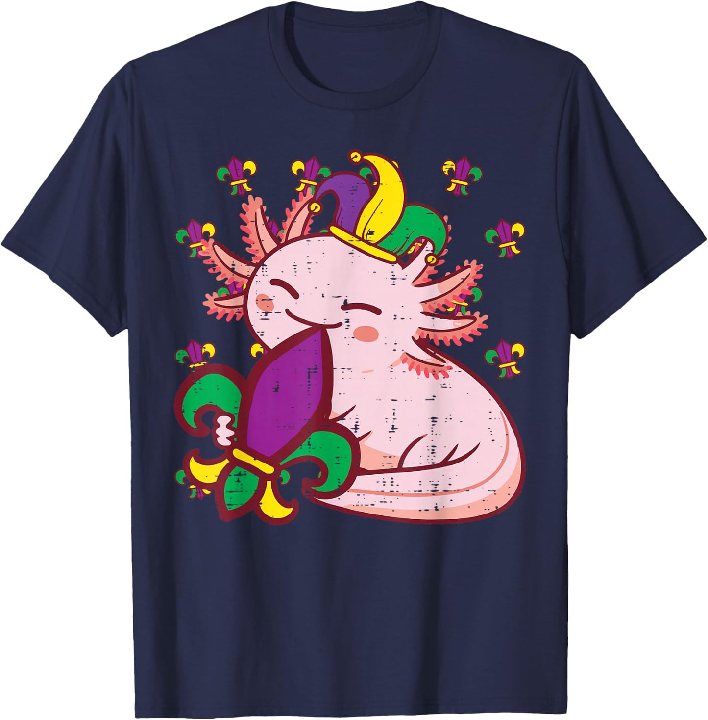 Mardi Gras Axolotl Fat Tuesday Boys Girls Kids Women Men T-Shirt - T-Shirt | Navy