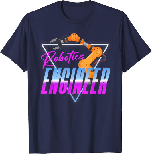 Robot Robotics Engineer Retro Vintage 80s 90s Robotics T-Shirt - T-Shirt | Navy