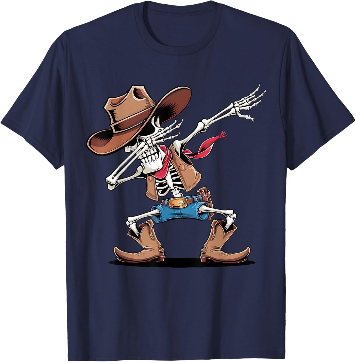Dabbing Skeleton Cowboy Halloween Costume Boys Men Kids , black T-Shirt - T-Shirt | Navy