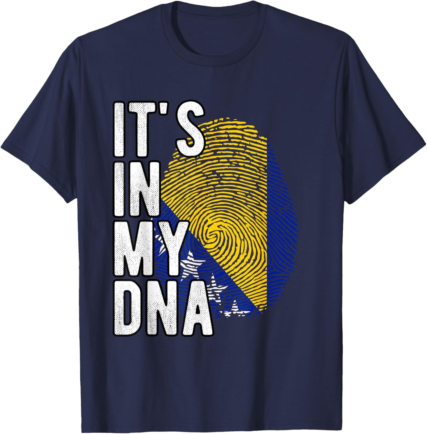 Funny it's in my DNA Bosnien-Herzegowina-Flagge Fingerabdruck T-Shirt - T-Shirt | Navy