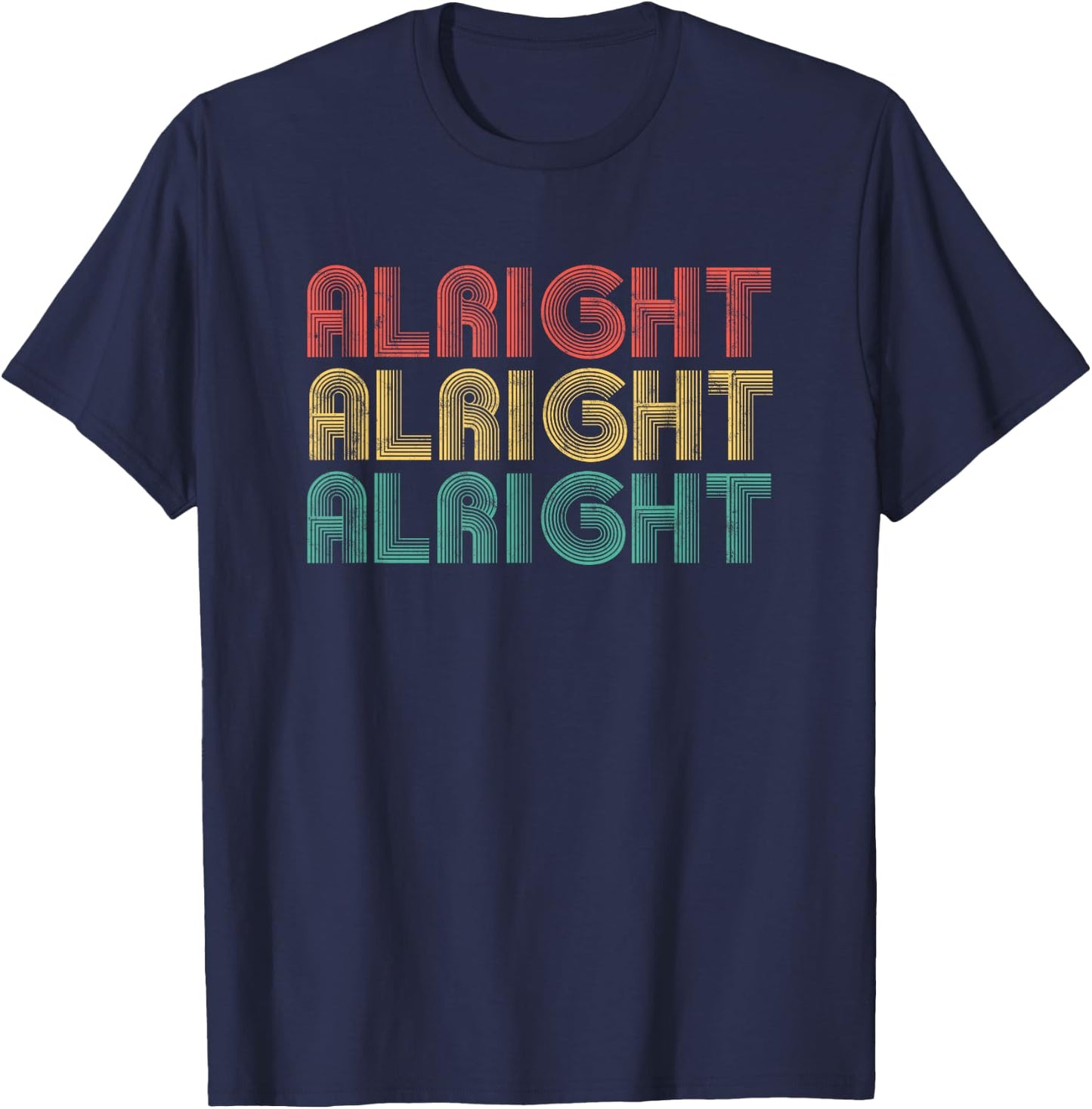 Alright Retro 70's Vintage Classique Seventies T-Shirt - T-Shirt | Navy