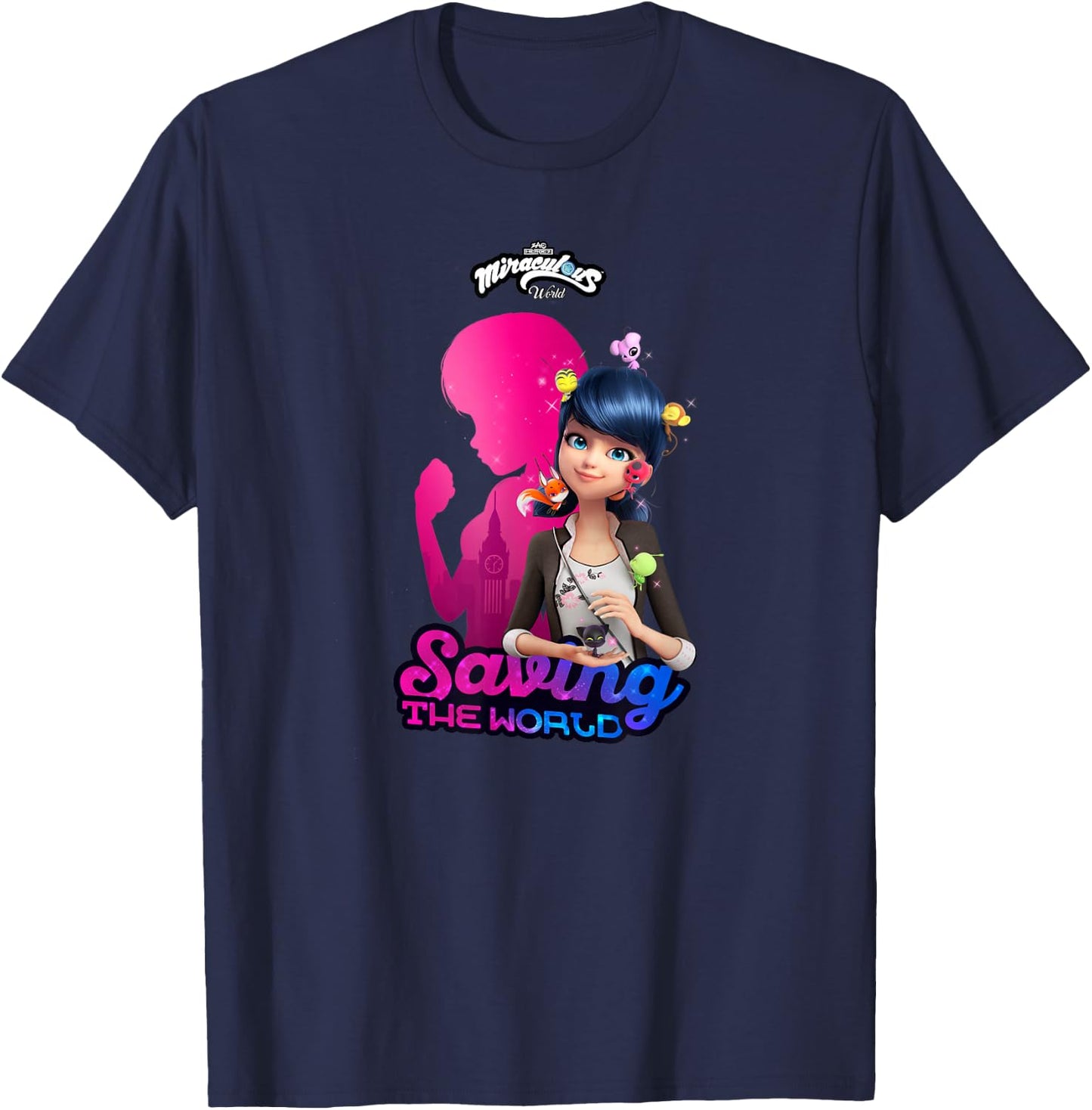 Miraculous Ladybug London Chronobug Saving The world T-Shirt - T-Shirt | Navy
