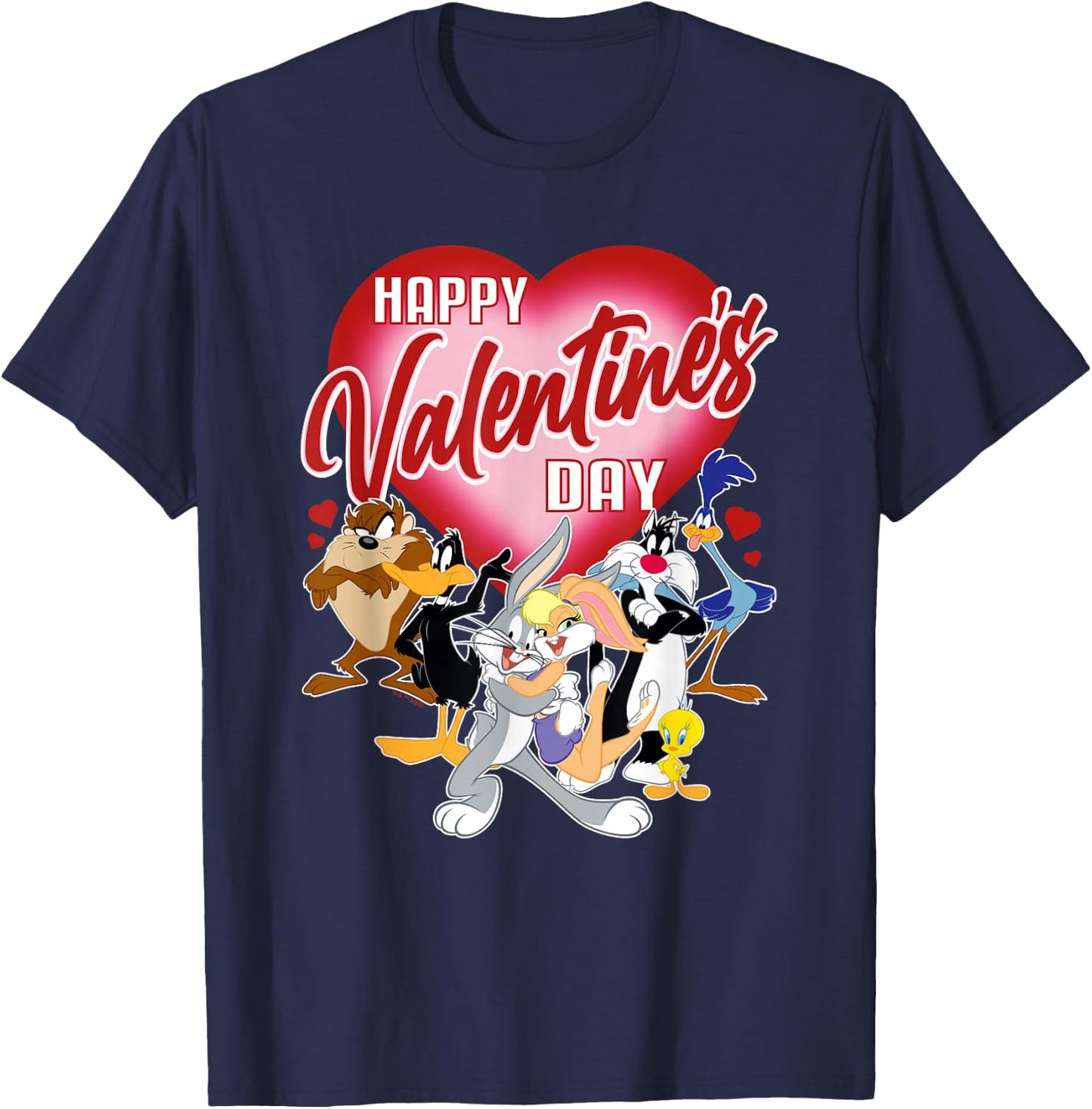 Looney Tunes Valentines Day Bugs Lola Tweety Taz Daffy T-Shirt - T-Shirt | Navy