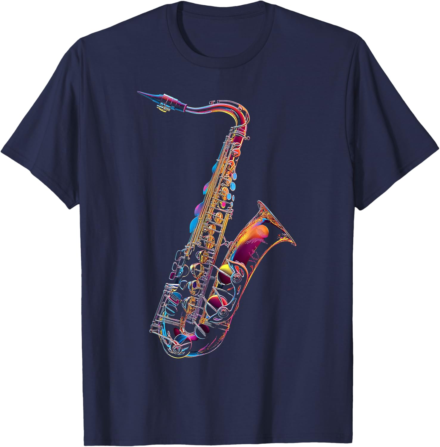 Saxophone Music Instrument Motif Illustration Saxophone T-Shirt - T-Shirt | Navy