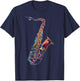 Saxophone Music Instrument Motif Illustration Saxophone T-Shirt - T-Shirt | Navy
