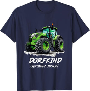 Dorfkind Traktor Design Landwirt & Bauern Trecker Geschenk T-Shirt - T-Shirt | Navy