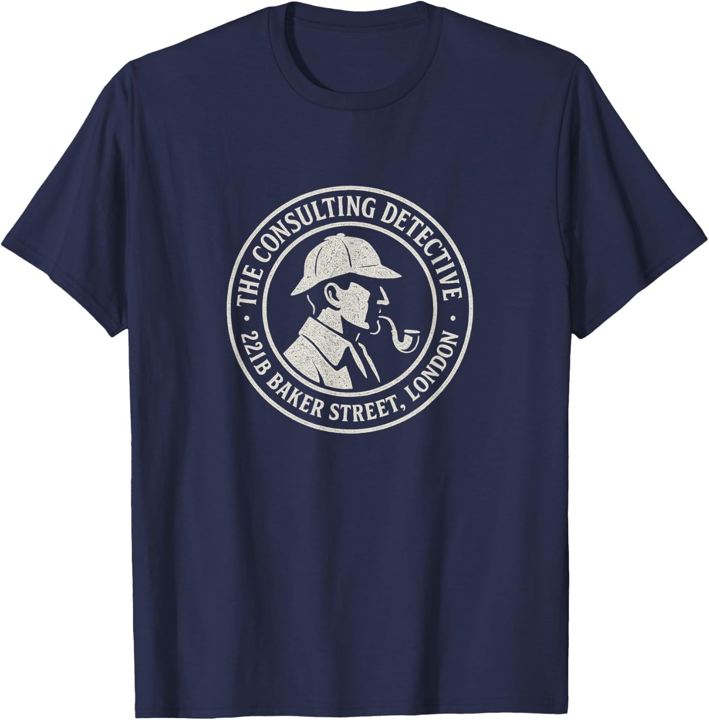 Sherlock Holmes Consulting Detective 221B Baker Street Badge T-Shirt - T-Shirt | Navy