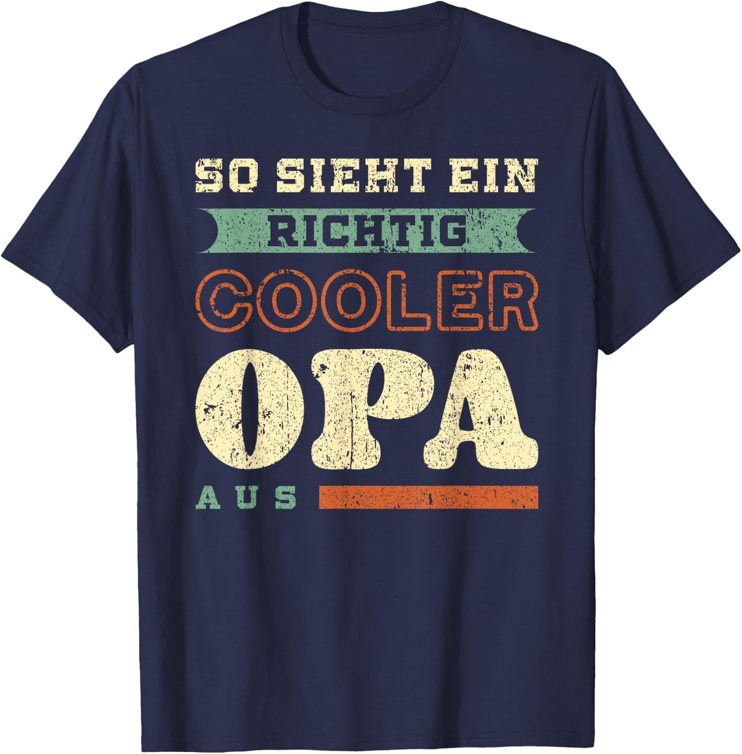 Richtig cooler Opa, Vatertag, Retro-Vintage-Look T-Shirt - T-Shirt | Navy