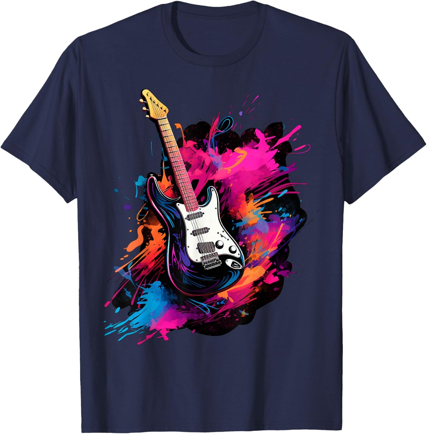 Electric Guitar , Women and Children, black T-Shirt - T-Shirt | Navy