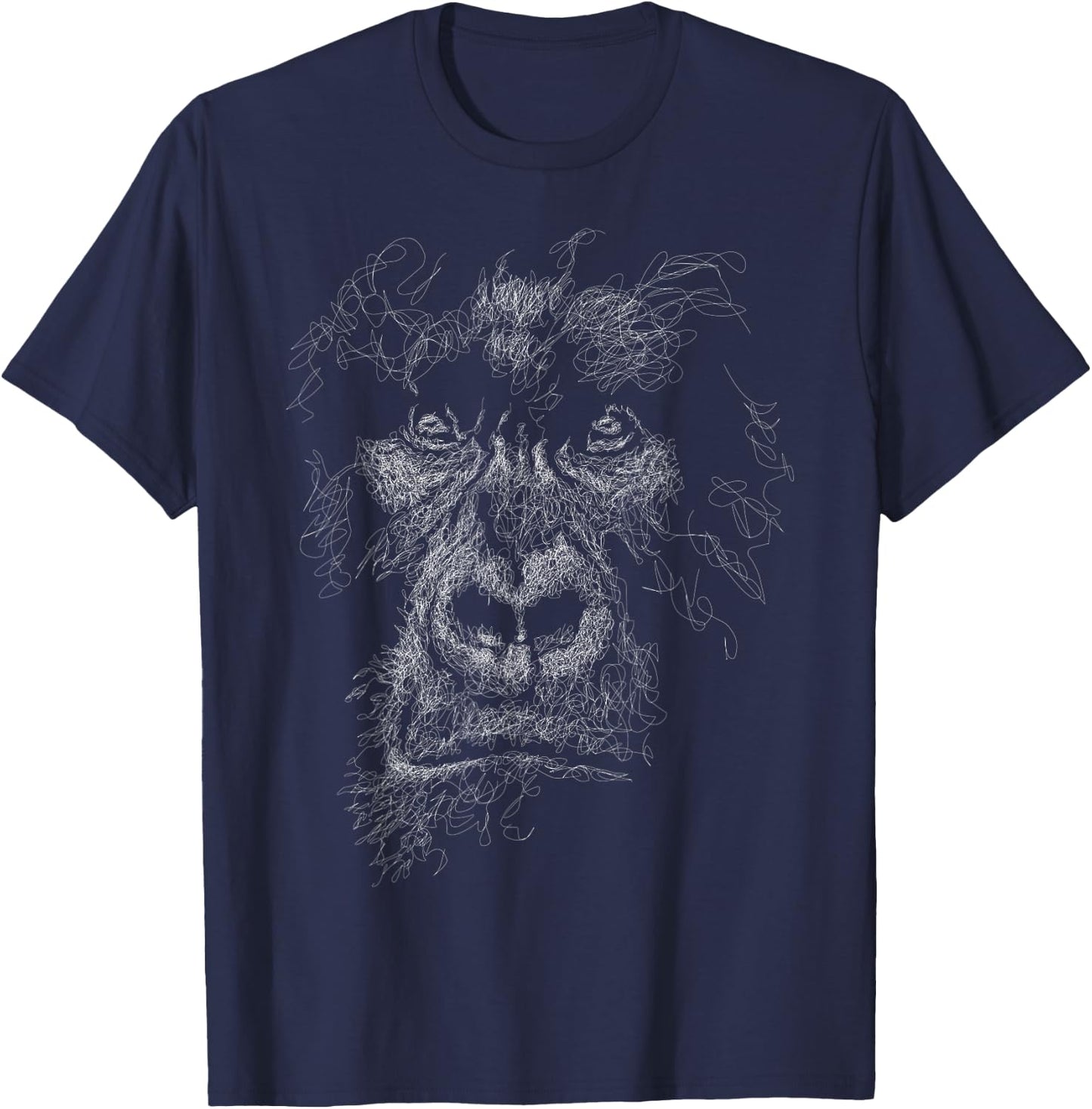 gorilla face scribble art head for lover Silverback animals T-Shirt - T-Shirt | Navy