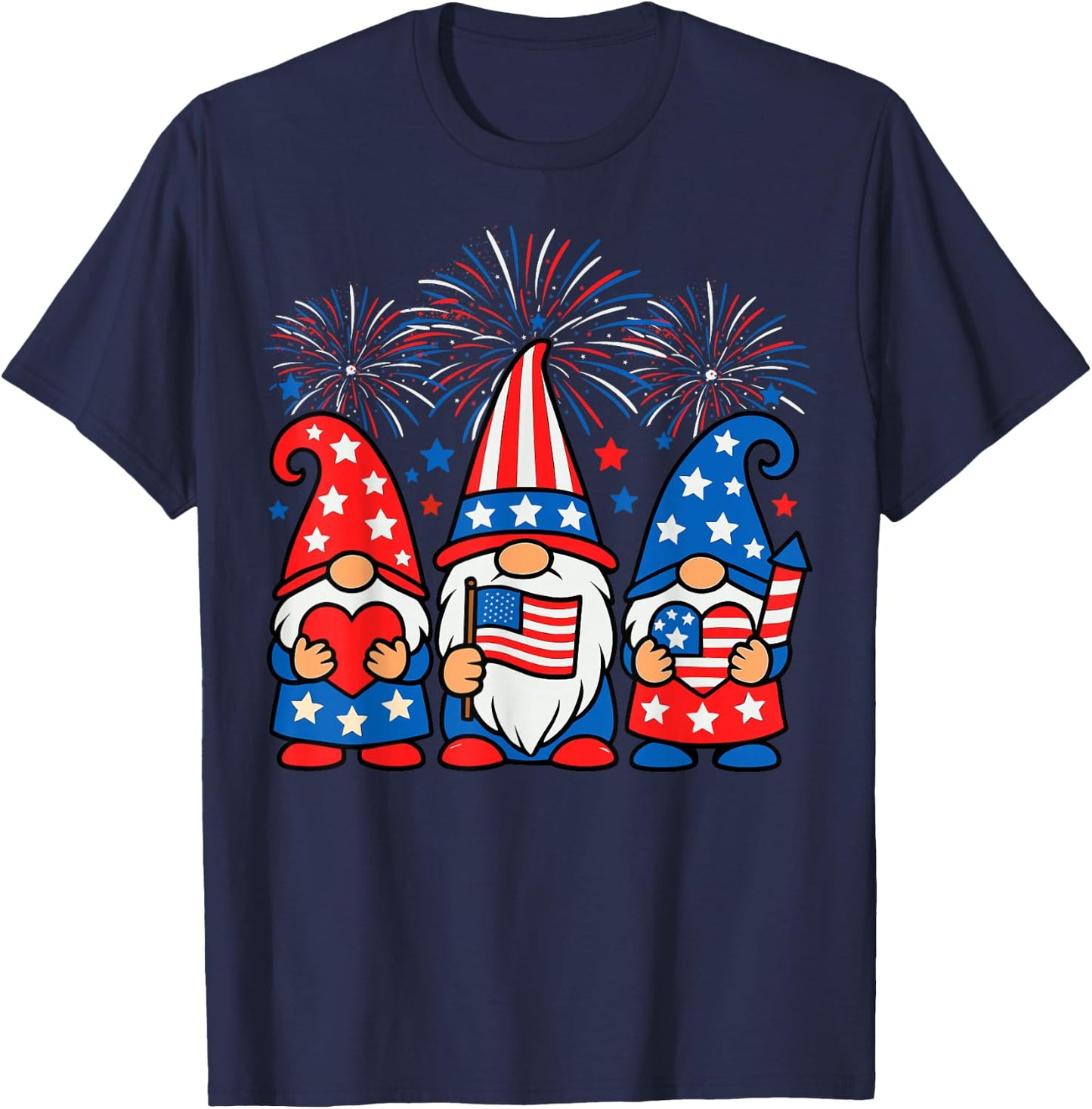 Gnomes American Flag Independence Day Patriotic 4th of July T-Shirt - T-Shirt | Navy