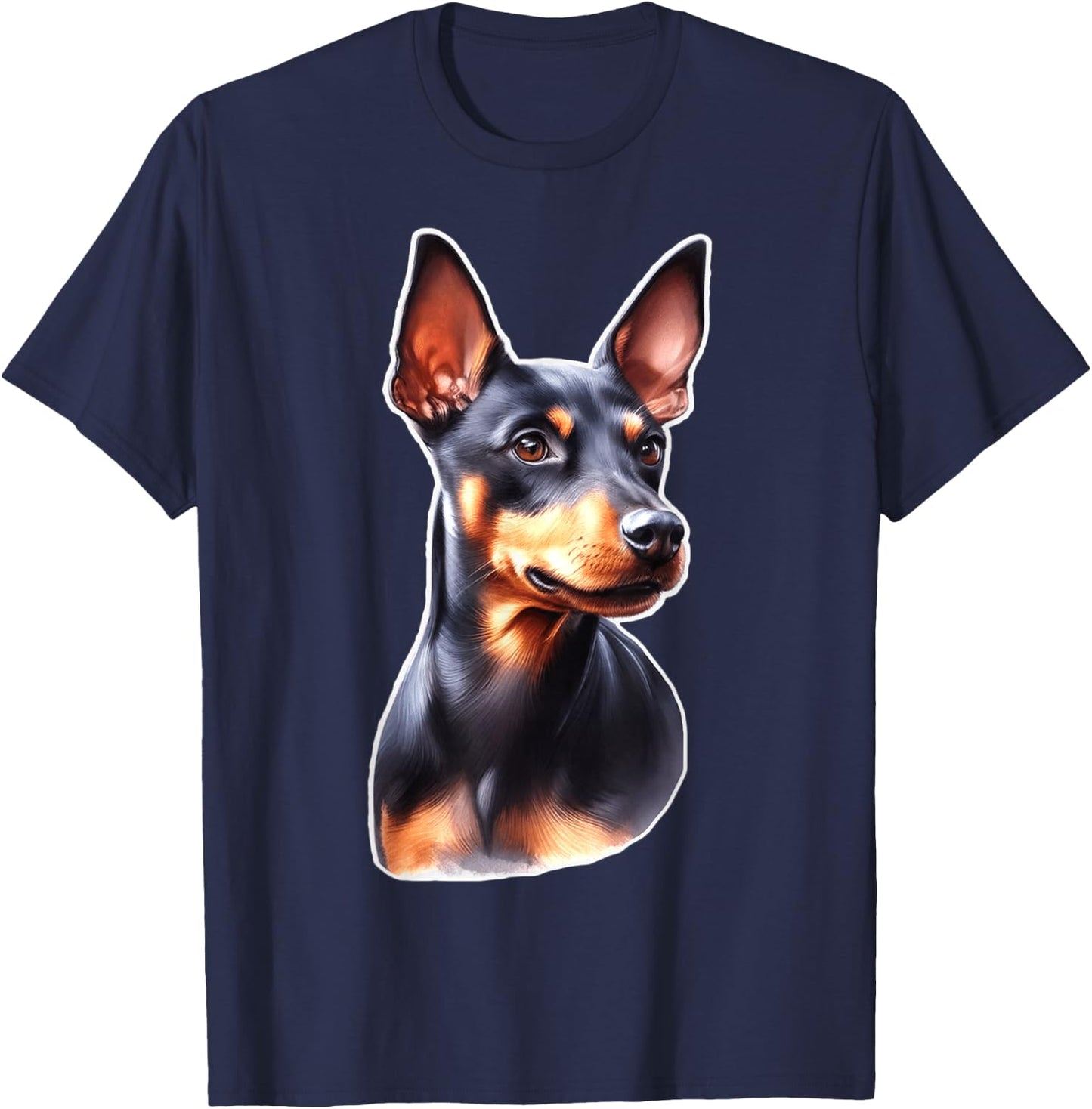 Urban Empyre Manchester Terrier Dog , Black, Small, -Adults/Kids, Short Sleeve T-Shirt - T-Shirt | Navy