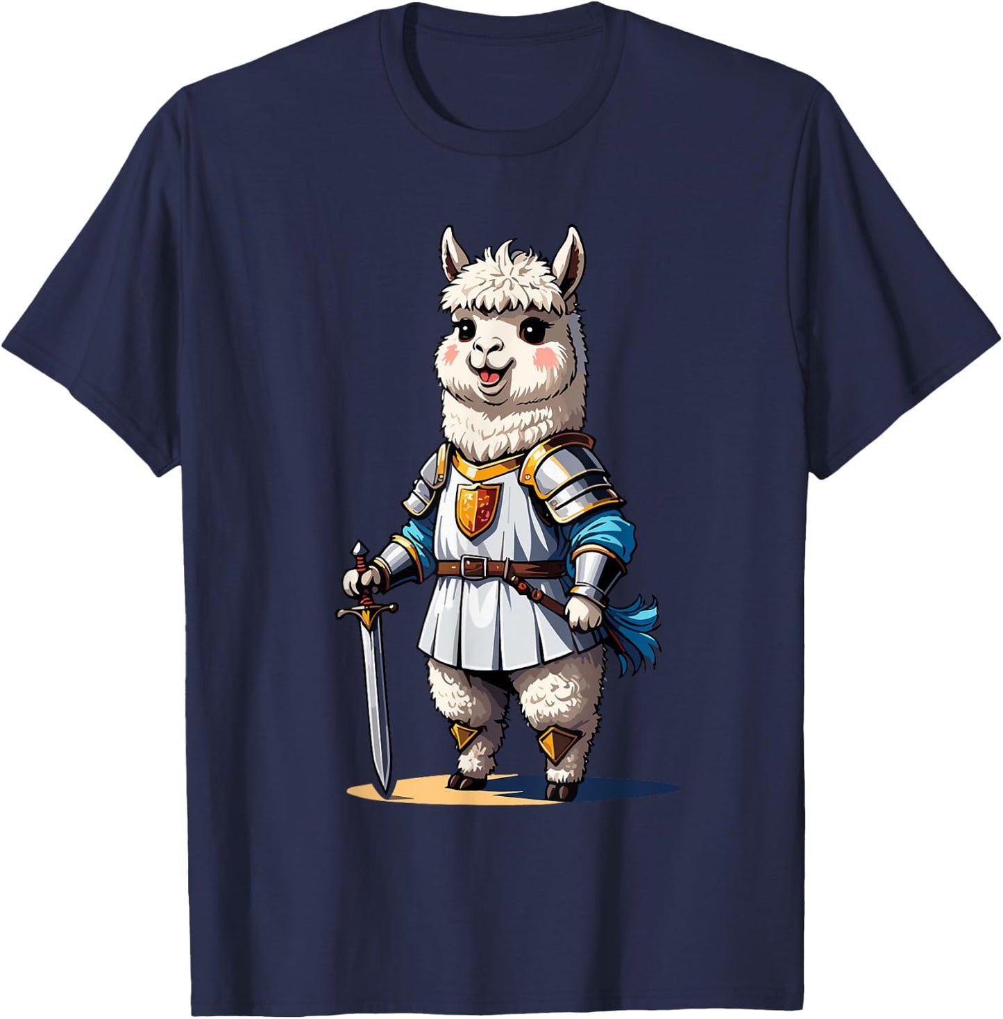 Alpaca Knight Sword and Shield Fantasy Roleplaying Gamers T-Shirt - T-Shirt | Navy