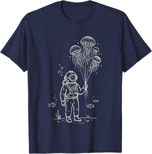 Surreal Ocean Aesthetic Deep Sea Diver T-Shirt - T-Shirt | Navy
