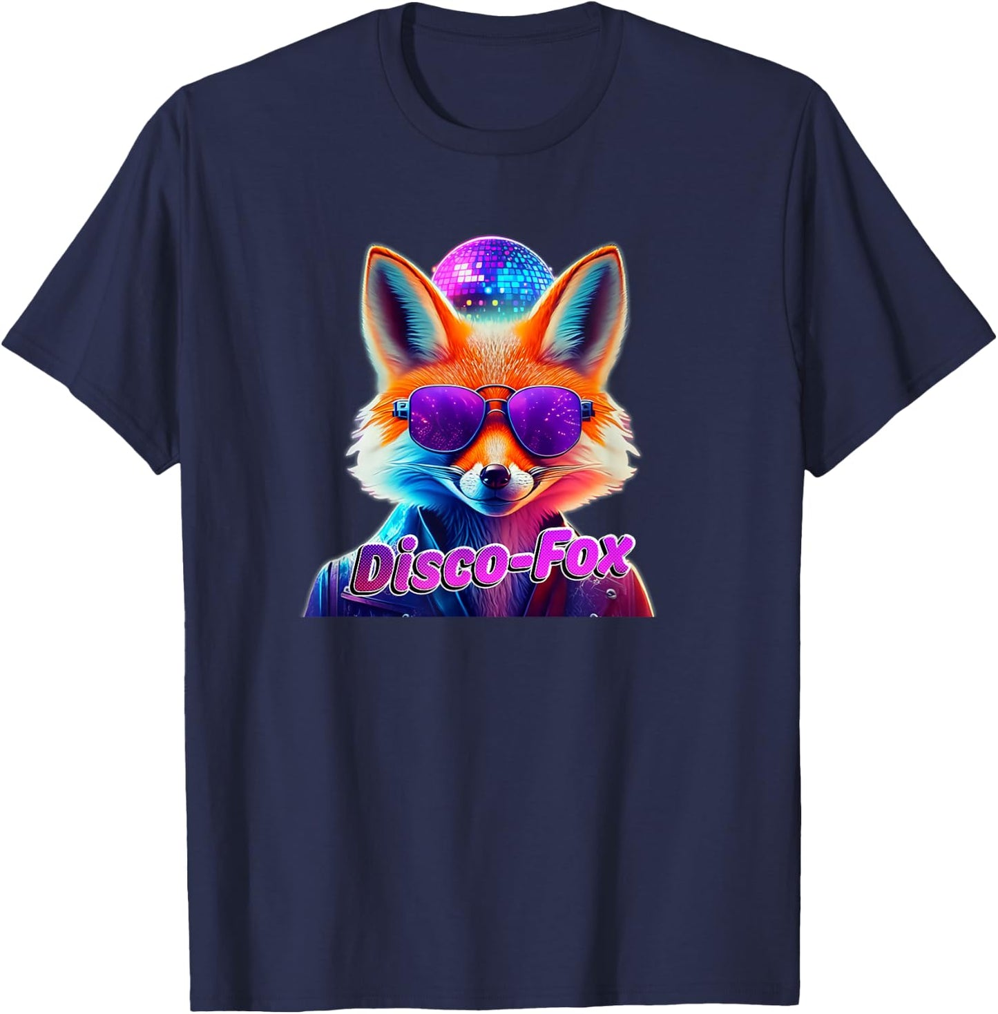 Disco-Fox 80s Funny Fox Colourful Party Funky Gift , black T-Shirt - T-Shirt | Navy