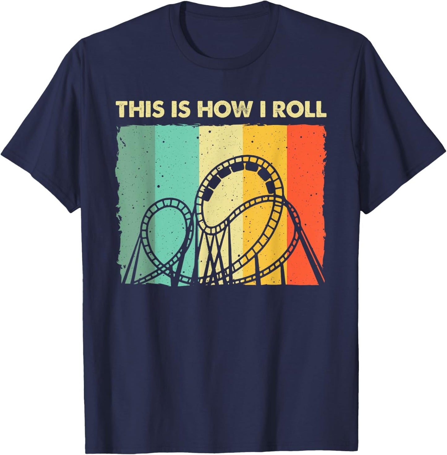 Cool Roller Coaster Women Amusement Theme Park Retro T-Shirt - T-Shirt | Navy