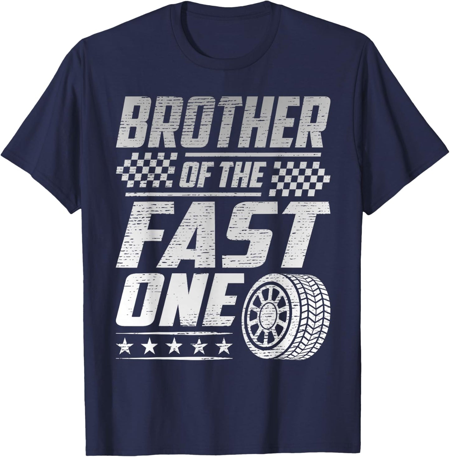 Brother Of The Fast One First Birthday Racing Car Family T-Shirt - T-Shirt | Navy