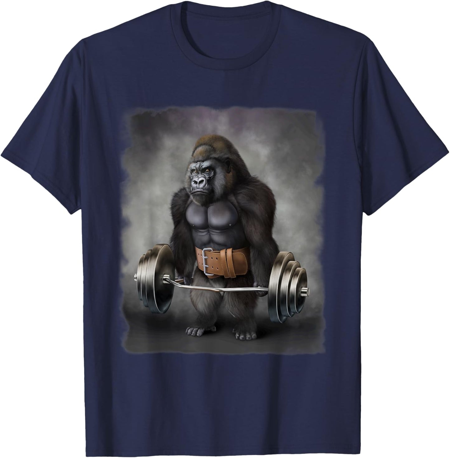 Gorilla Muscle Training with Barbell Shrug Bar Fitness Gym T-Shirt - T-Shirt | Navy