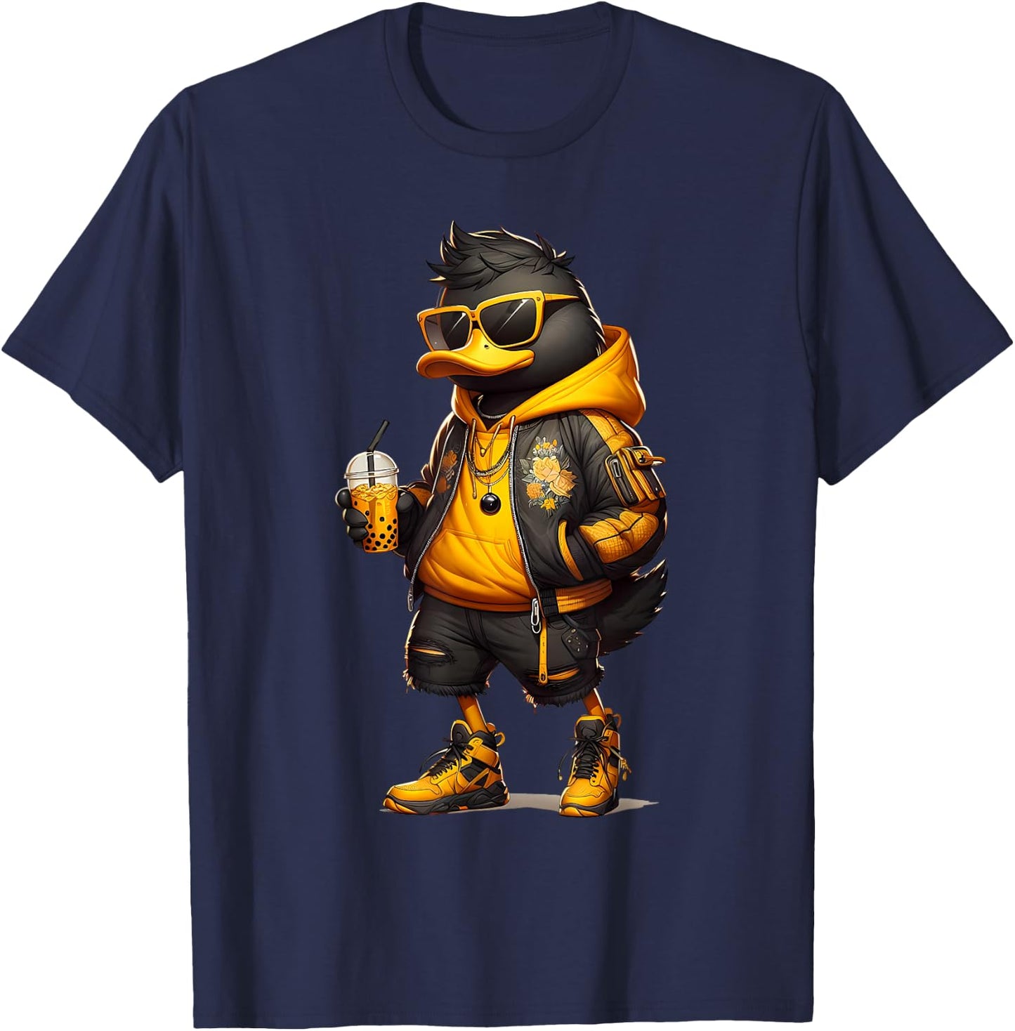 Trendy Hype Boba Duck Cool Bubble Milk Boba Tea Men Women T-Shirt - T-Shirt | Navy