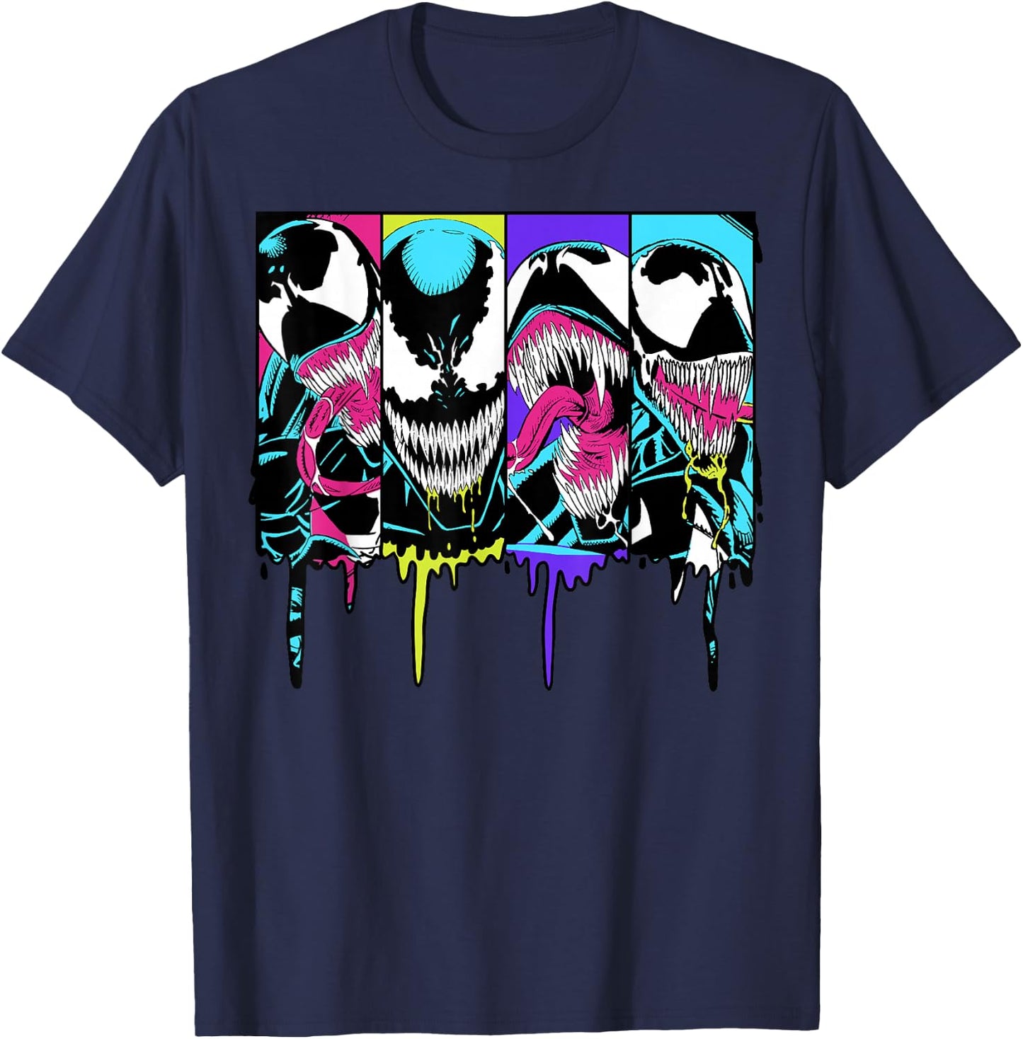 Marvel Venom Colorful Dripping Comic Panel Small T-Shirt - T-Shirt | Navy