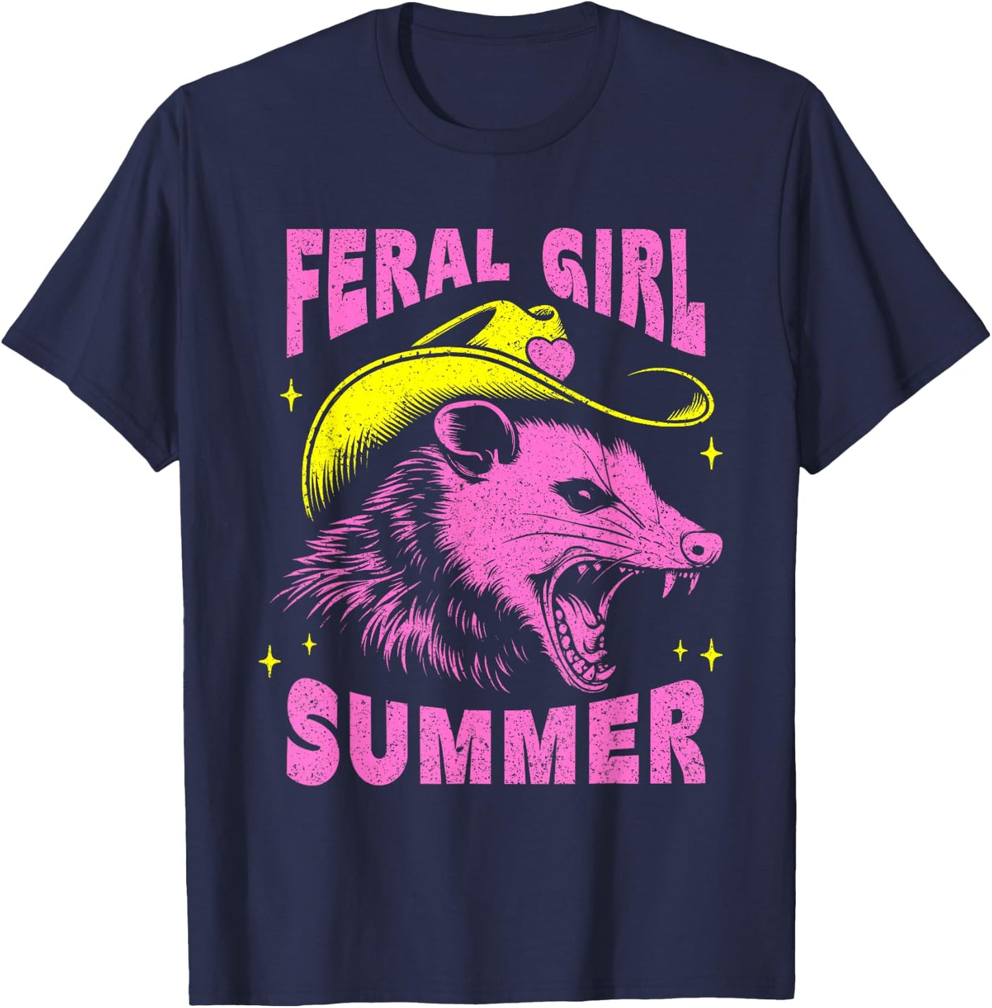 Feral Girl Summer Opossum Vintage T-Shirt - T-Shirt | Navy