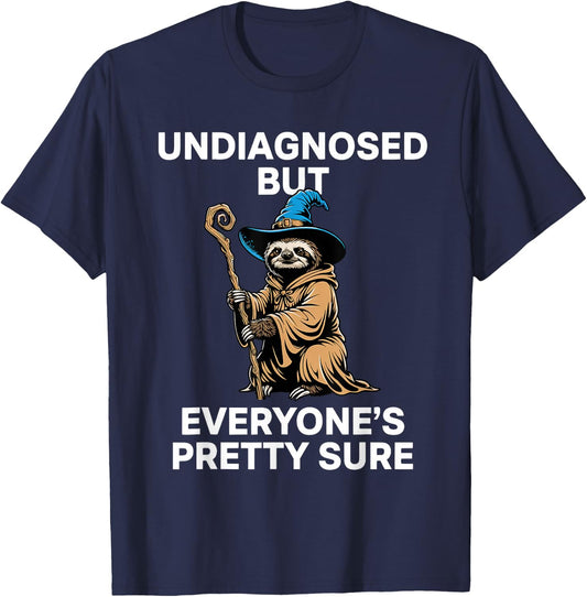 Undiagnosed But Everyone's Pretty Sure Cowboy Sloth T-Shirt - T-Shirt | Navy