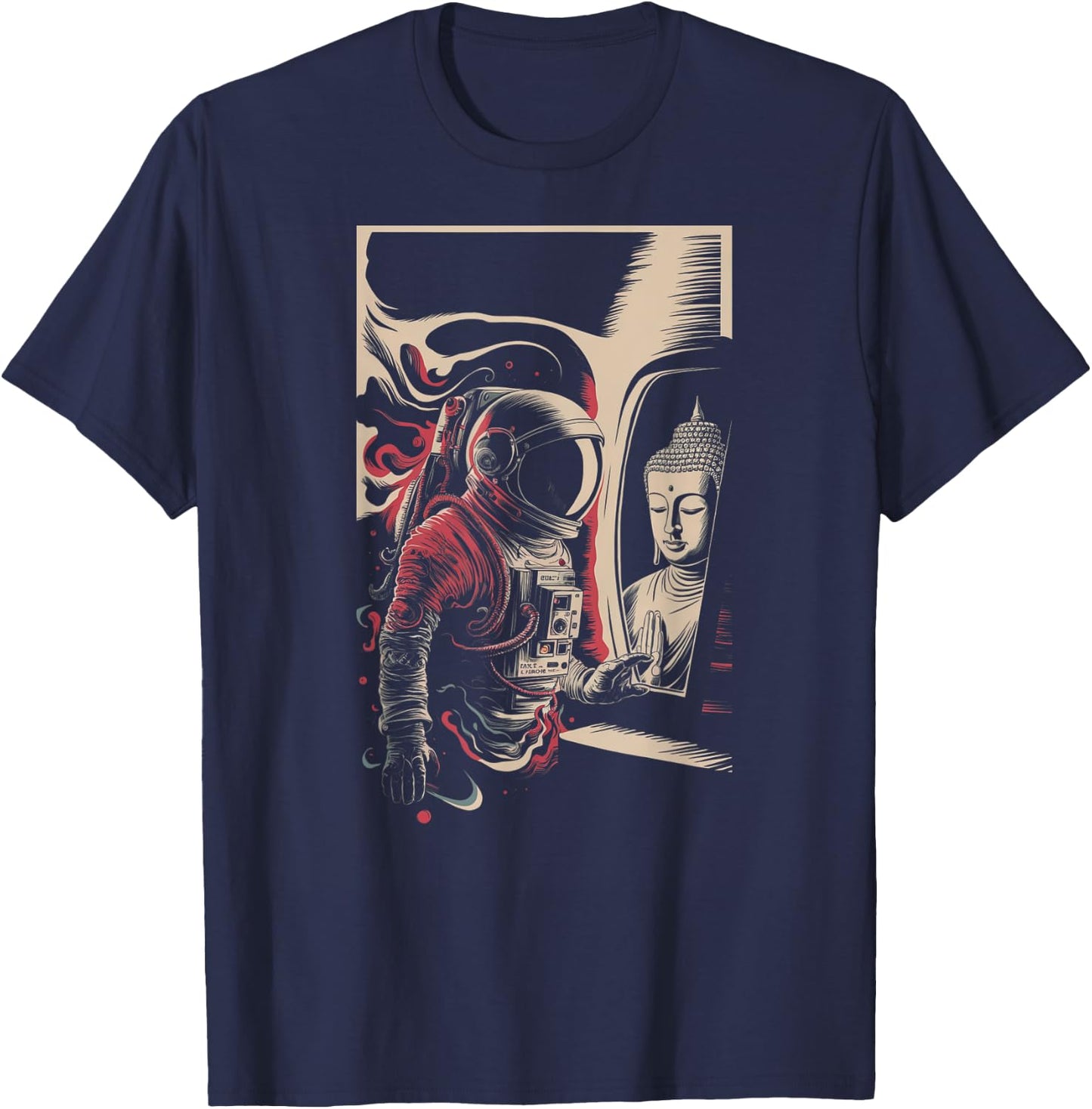 Astronaute Bouddha Spirituel Zen Sci-Fi Space Esthétique Homme T-Shirt - T-Shirt | Navy