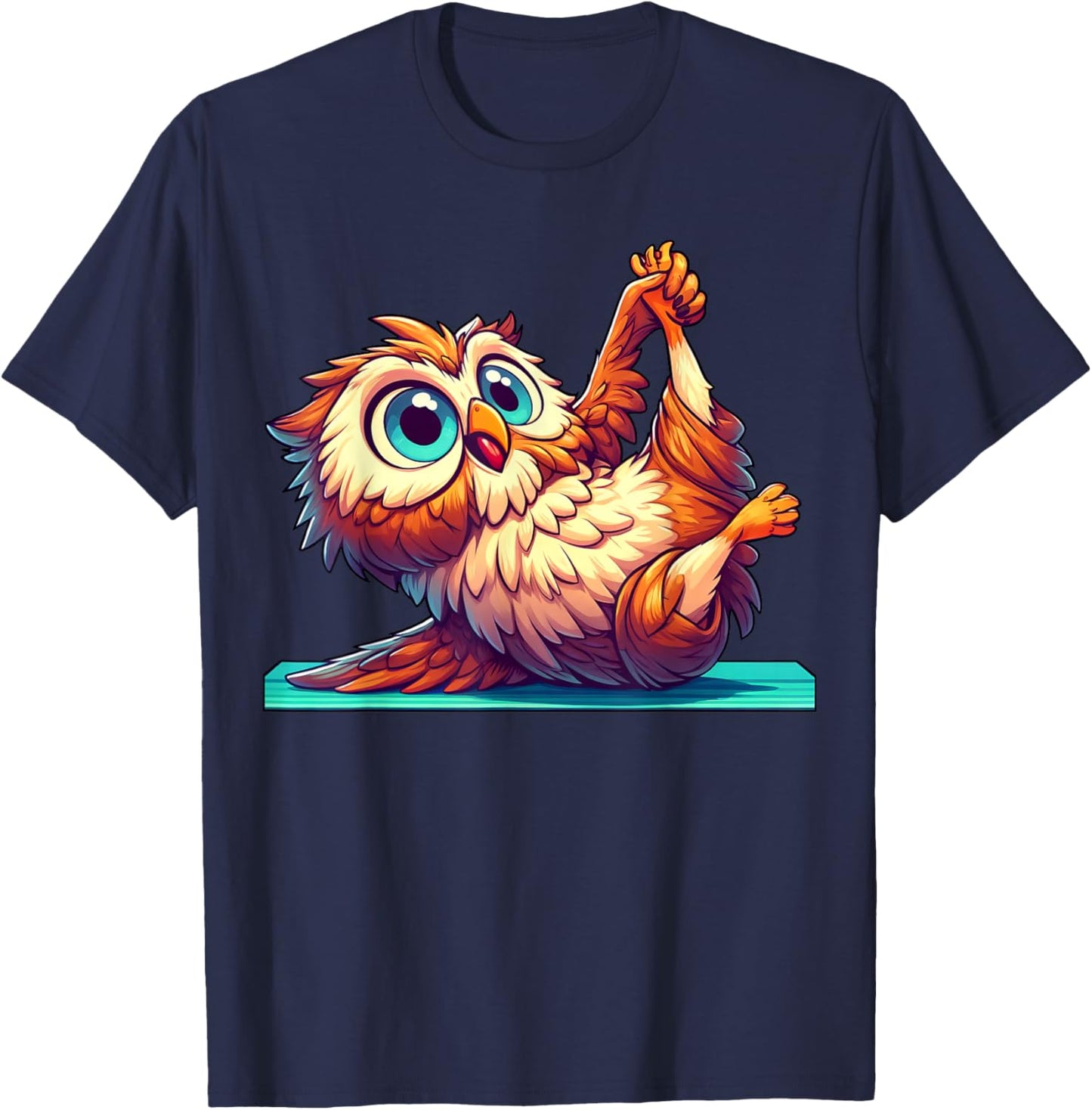 Cartoon Owl Yoga Owl Gymnastics Fitness Workout T-Shirt - T-Shirt | Navy