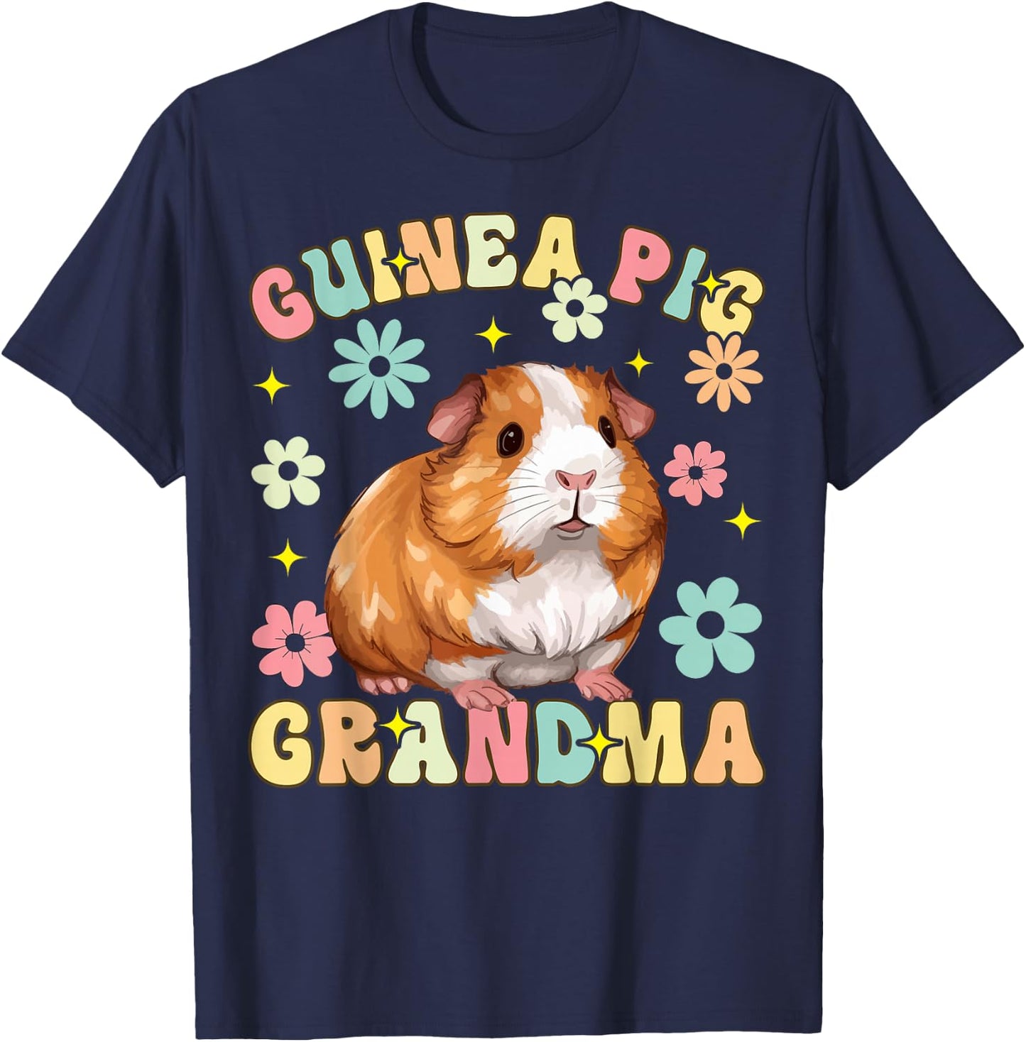 Guinea Pig Grandma Groovy Guinea Pig T-Shirt - T-Shirt | Navy