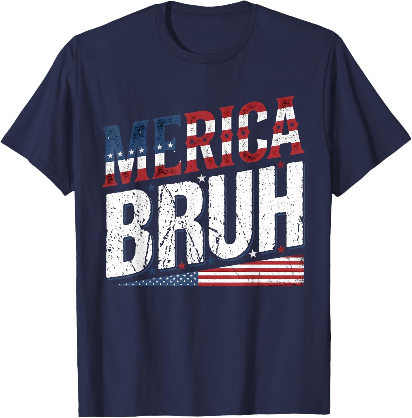 Merica Bruh 4th of July USA American Men Women T-Shirt - T-Shirt | Navy