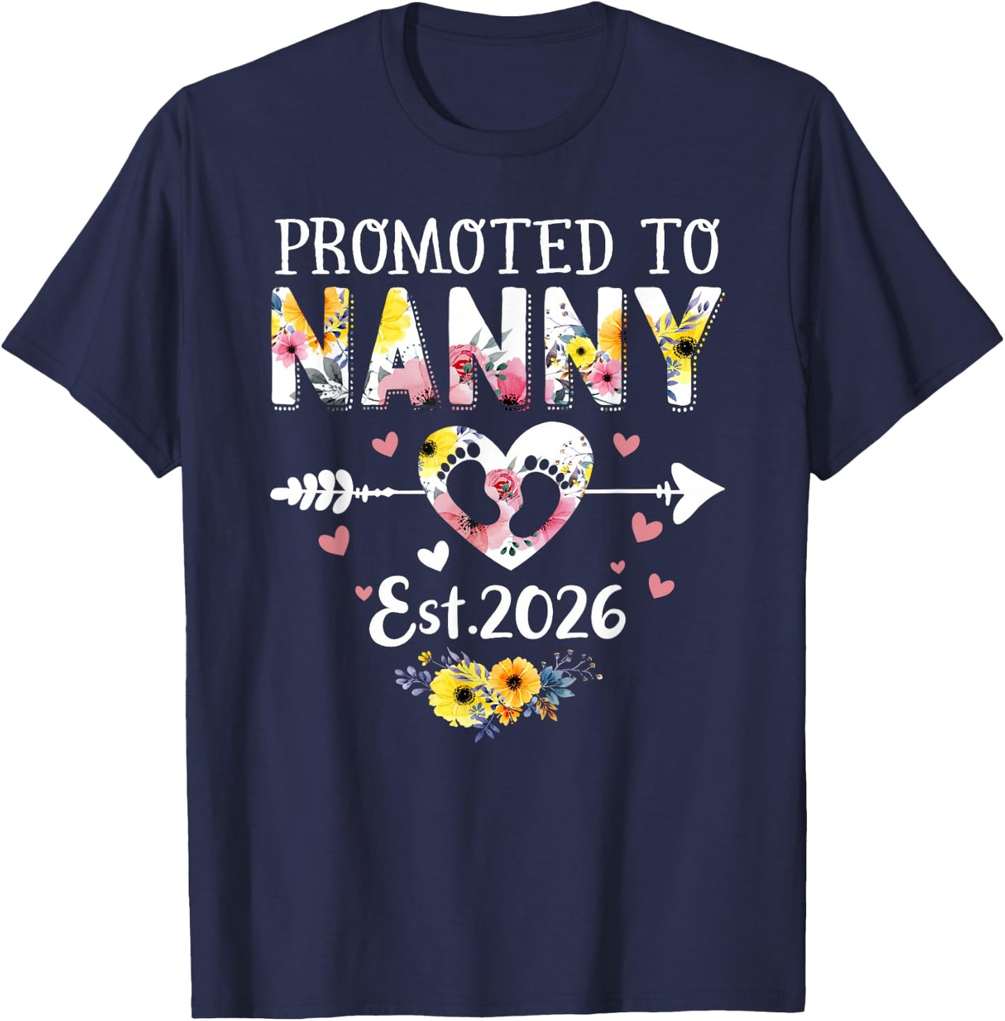 Promoted to Nanny 2026 First Time New Grandma Pregnancy T-Shirt - T-Shirt | Navy