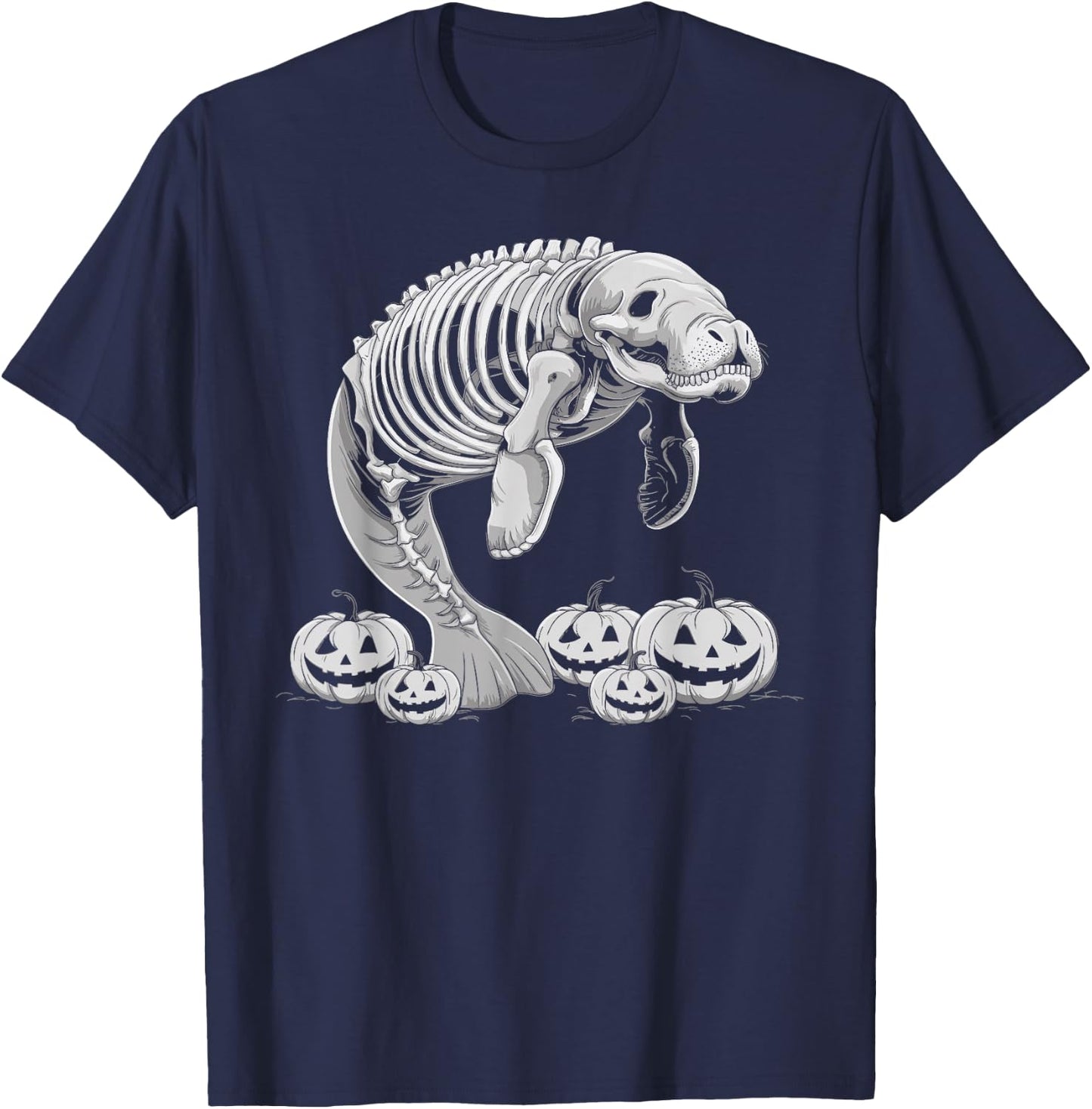 Manatee Skeleton Birthday Halloween Kids T-Shirt - T-Shirt | Navy