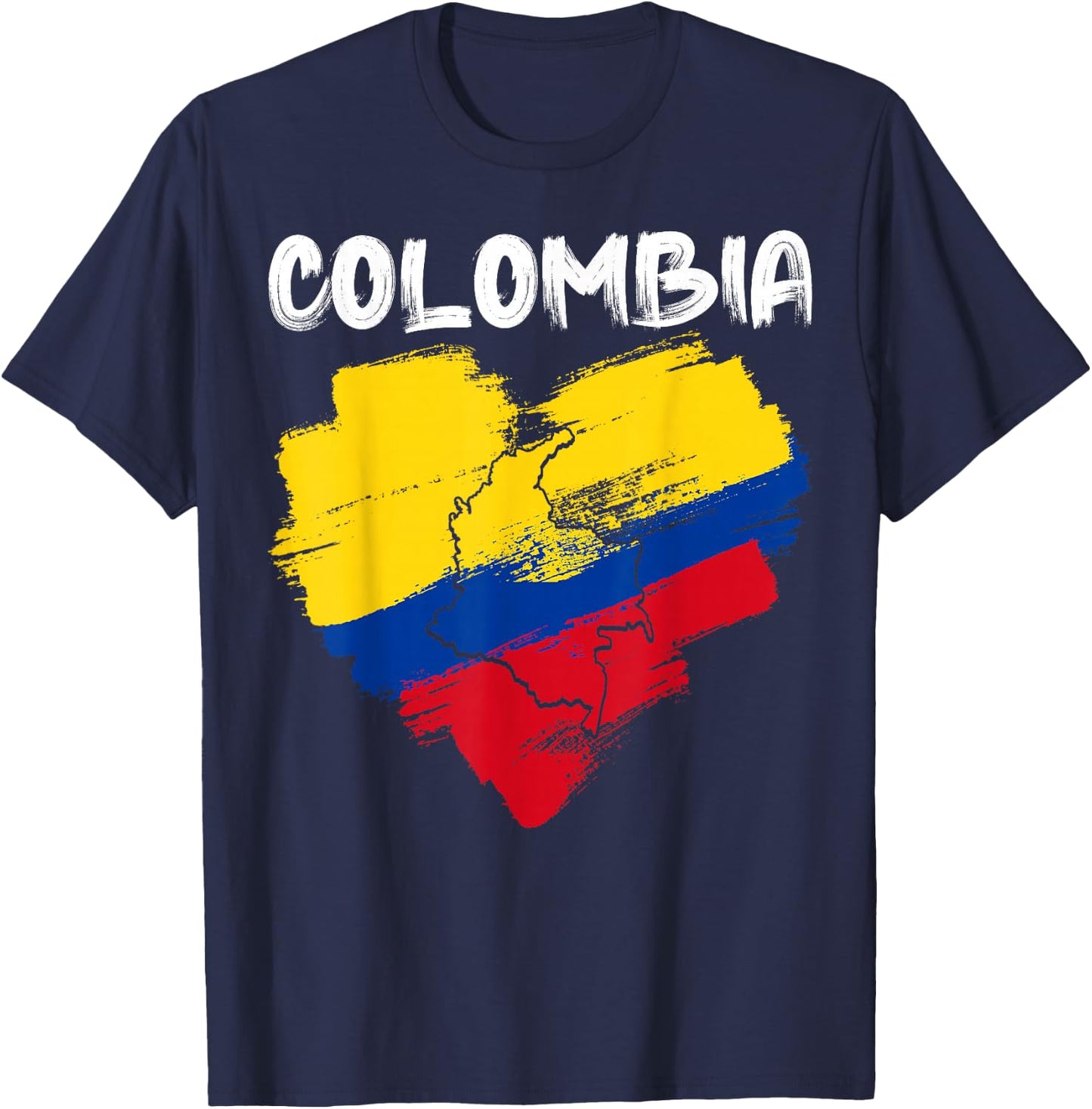 Colombia Pride Hispanic Heritage Month Colombian Flag Heart T-Shirt - T-Shirt | Navy